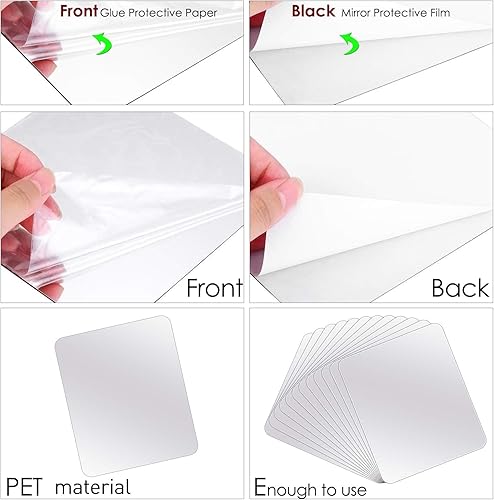 Miniatura 2 de BBTO - Paquete de 10 láminas de espejos autoadheribles, espejos de pared