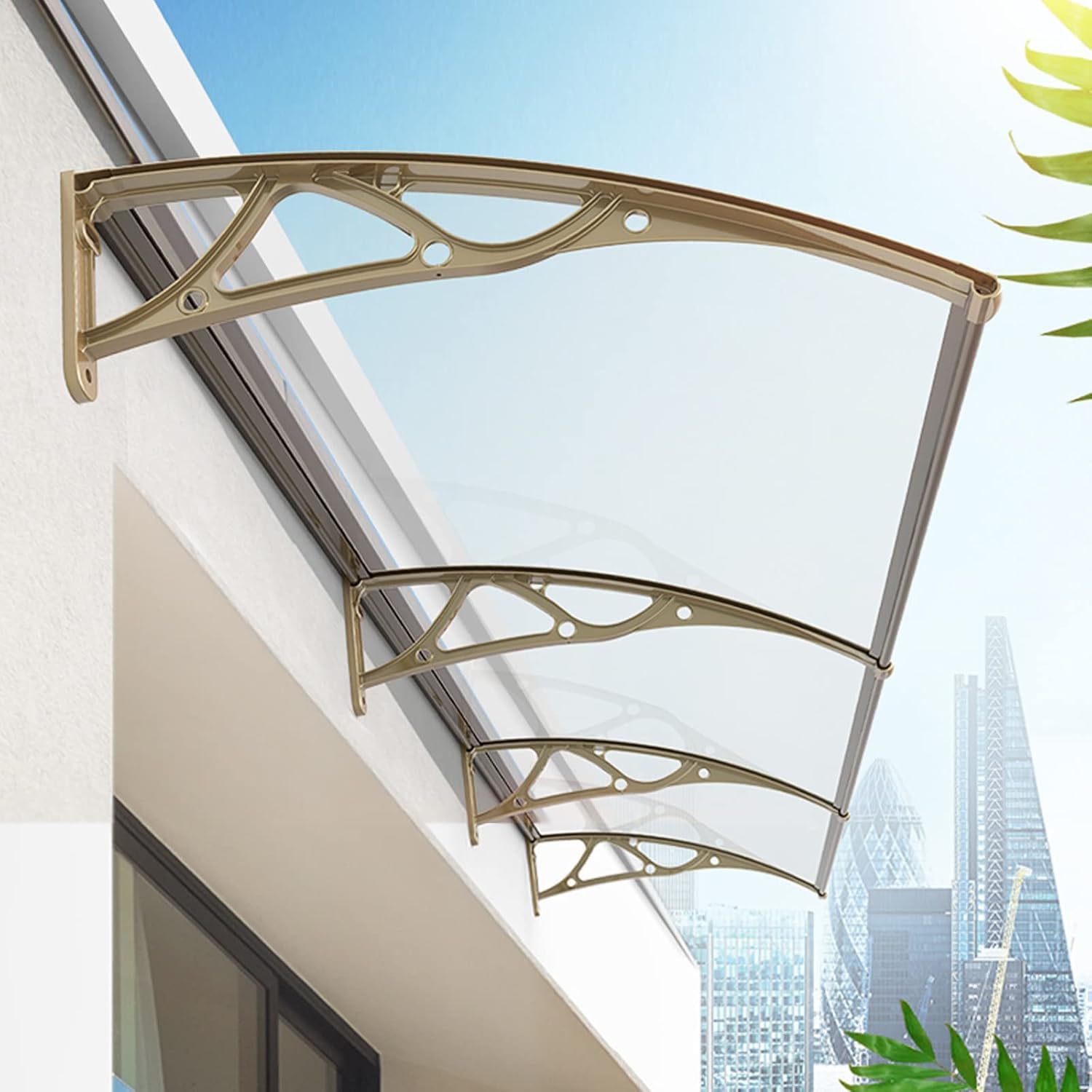 Auvent de porte avec support renforcé et protection anti-UV pour entrée extérieure