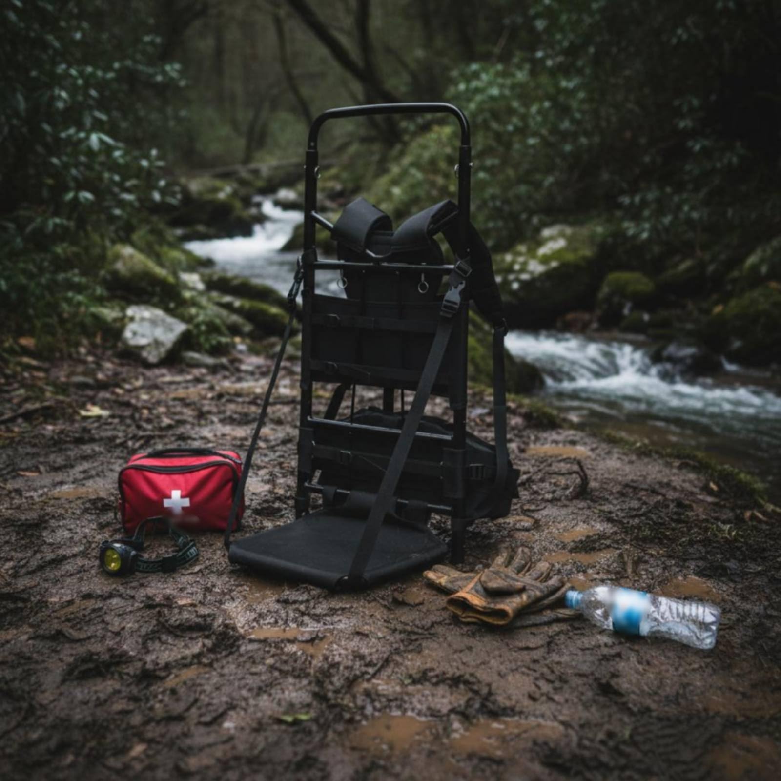 Gralara Mochila de Carga con Armazón de Aluminio Soporte Portabebés Emergencia Portátil Camilla Evacuación para Rescatistas, Senderismo, Campamento