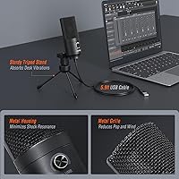 Vista 6 de FIFINE Micrófono USB, Micrófono de condensador de metal para grabar en MAC OS, Windows, Micrófono cardioide para laptop para grabar voces