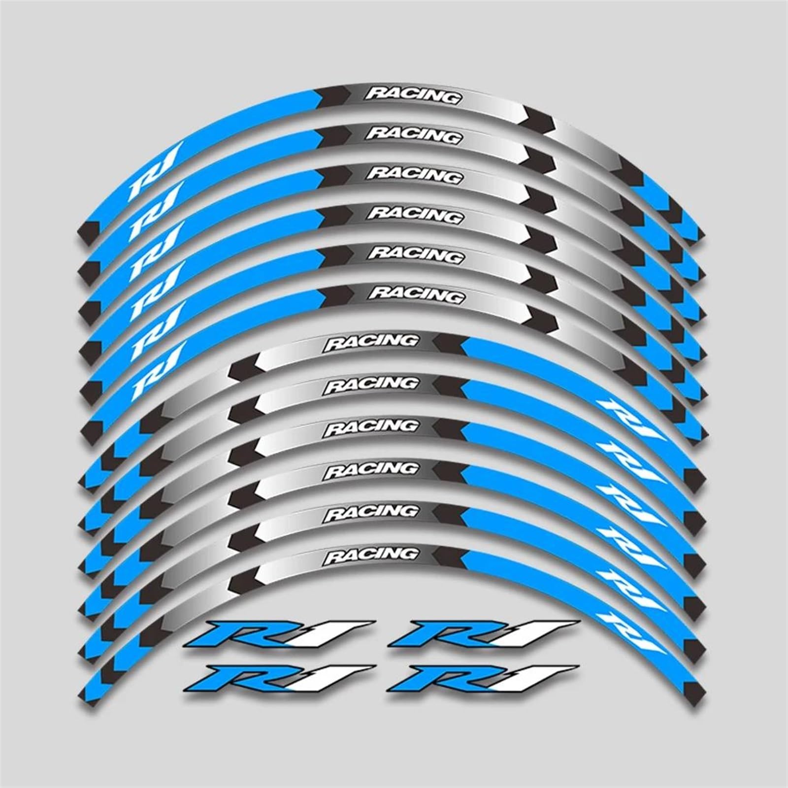 Motorcycle Accessories Wheel Stickers Reflective Decals Rims for Yamaha YZFR1 YZF R1(Style 2)