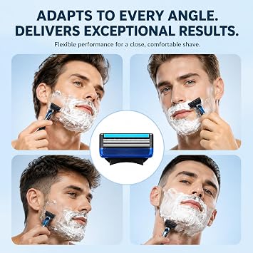 8Pcs Razor Blades for Gillette Fusion 5 Replacement Cartridges Razor Refill | Anti-Friction 5-Layer Precision Blade with Lubrication Strips Shaving Secure Fit for Men Home Travel Use