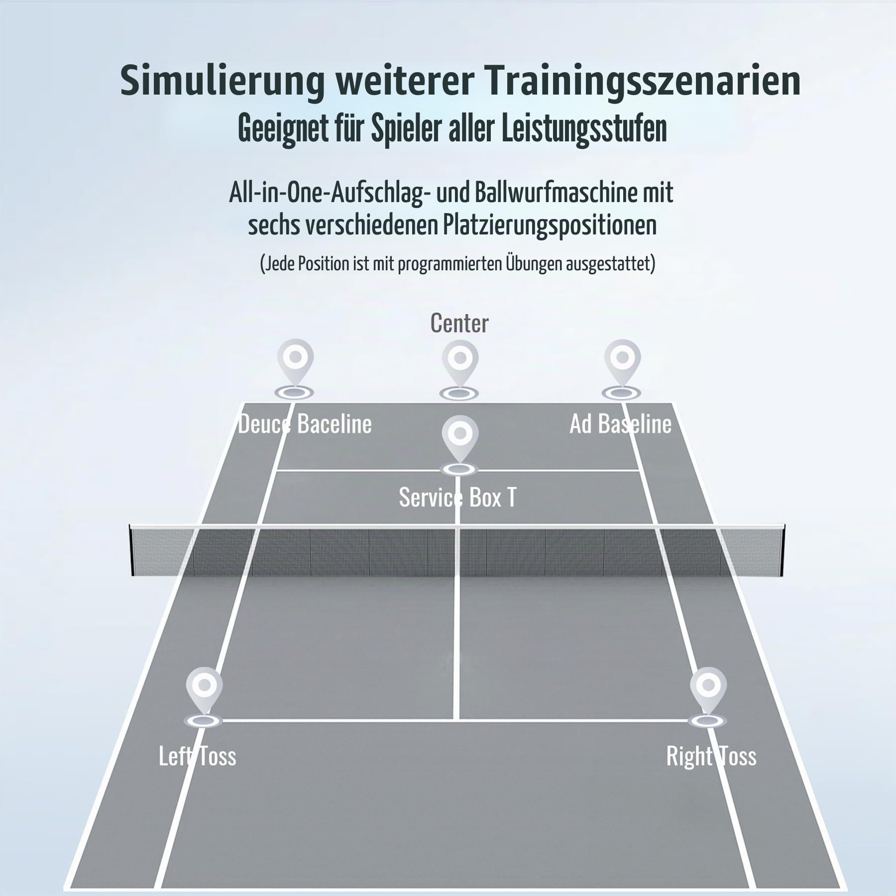 PONGBOT Tennisball-Maschine, App und Fernbedienung, benutzerdefinierte Bohrer, 150 Bälle, max. 80 km/h, 8+ Stunden Ausdauer, Dual-Motor für Topspin und Backspin