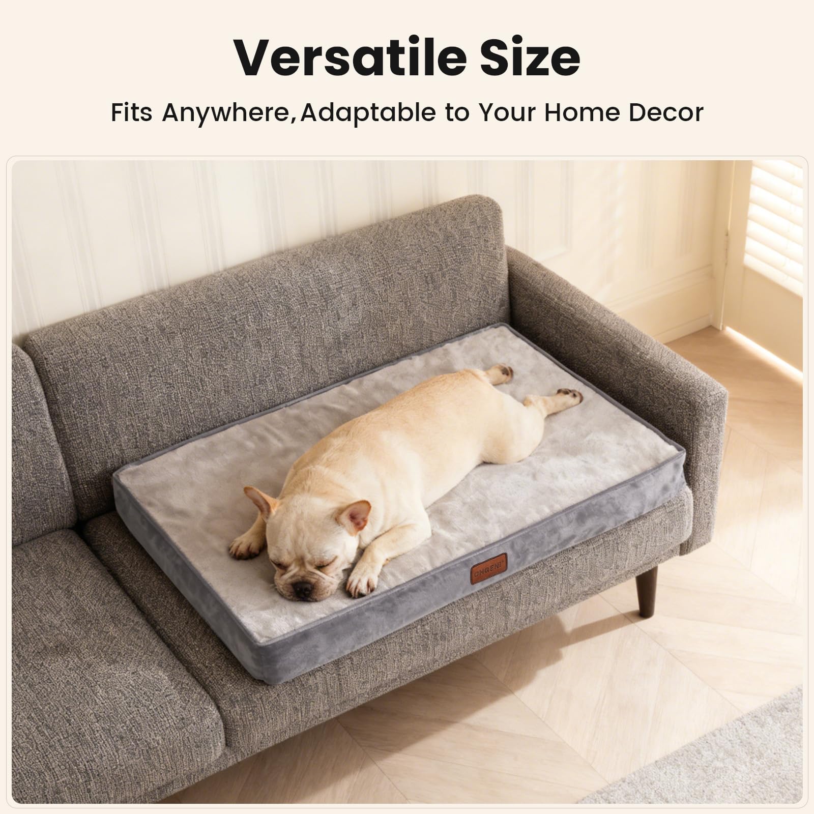 OhGeni Orthopedic Waterproof Dog Bed for Medium Dogs, Machine-Washable Removable Cover in Easy-Clean Fabric, High Density Foam & Easy-Carry Handle, Suitable for Crate, 30 inch (Gray) - image 3