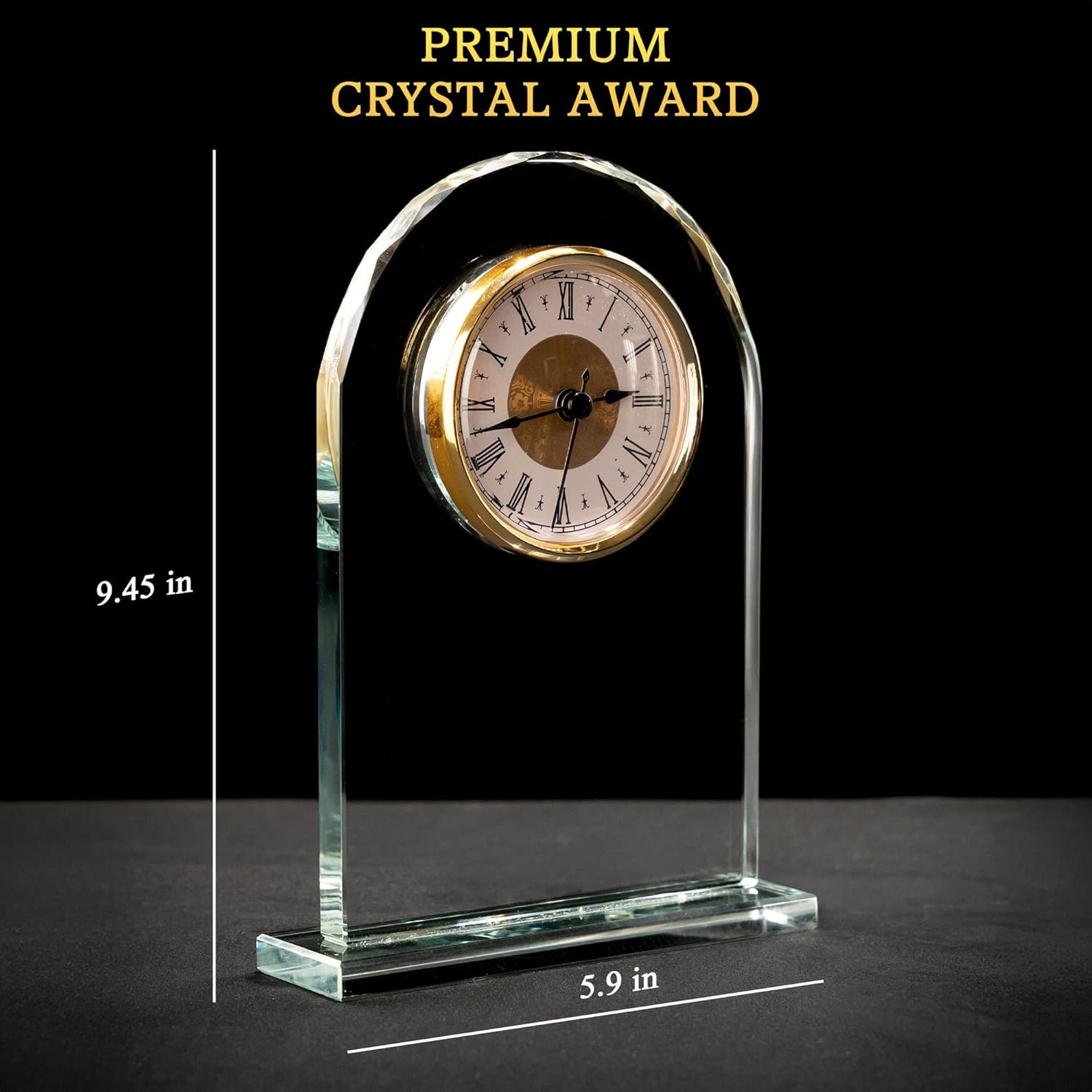 Personalized Retirement Glass Clock, Crystal Desk Clock, 9.45'' Clocks for Retired People - Retirement Gifts for Boss, Manager, Farewell Gifts for Coworkers