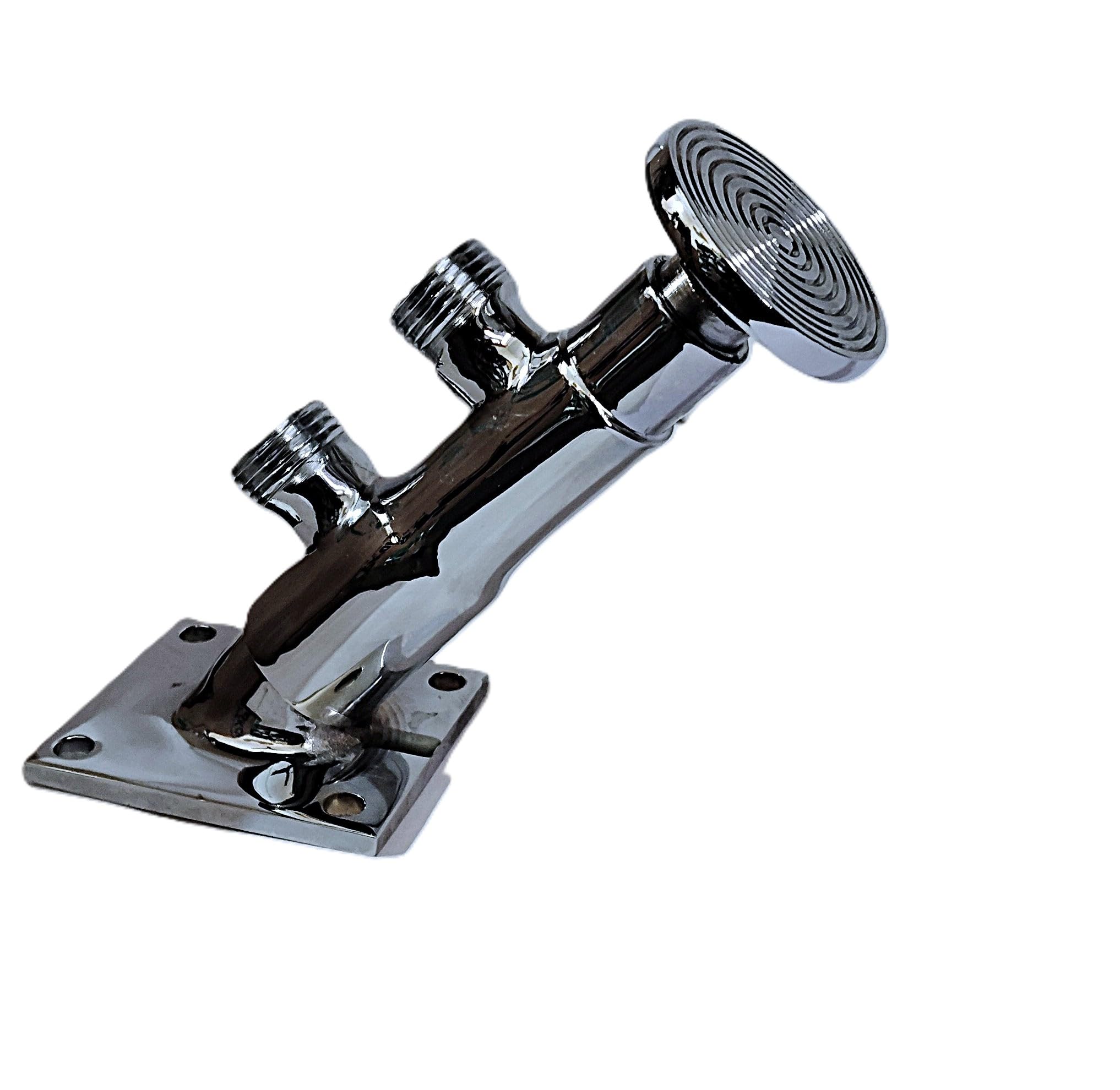 Set of Brass Inclined Rect. Bottom Foot Tap (Foot Valve) + Brass Wall Mount Spout -7 inch & Drill Fittings with 2 Years Warranty (Standard Thread-15mm (1/2") Used)