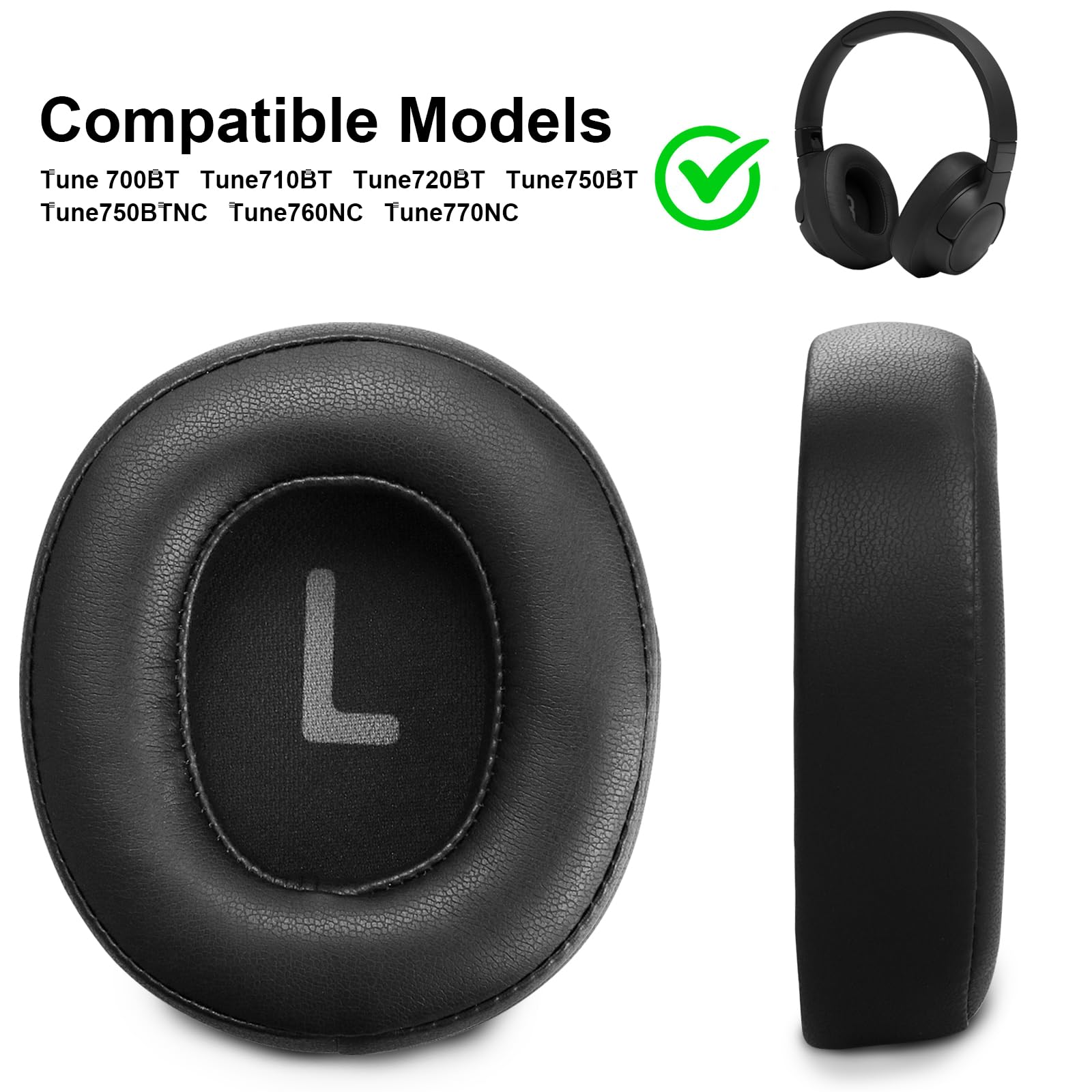Tune 700BT Replacement Earpads - Compatible with JBL Tune 700BT / 710BT / 700BTNC / 750BT / 760BTNC Headphones Ear Cushion Ear Muffs High-Density Noise Cancelling Memory Foam Ear Pads