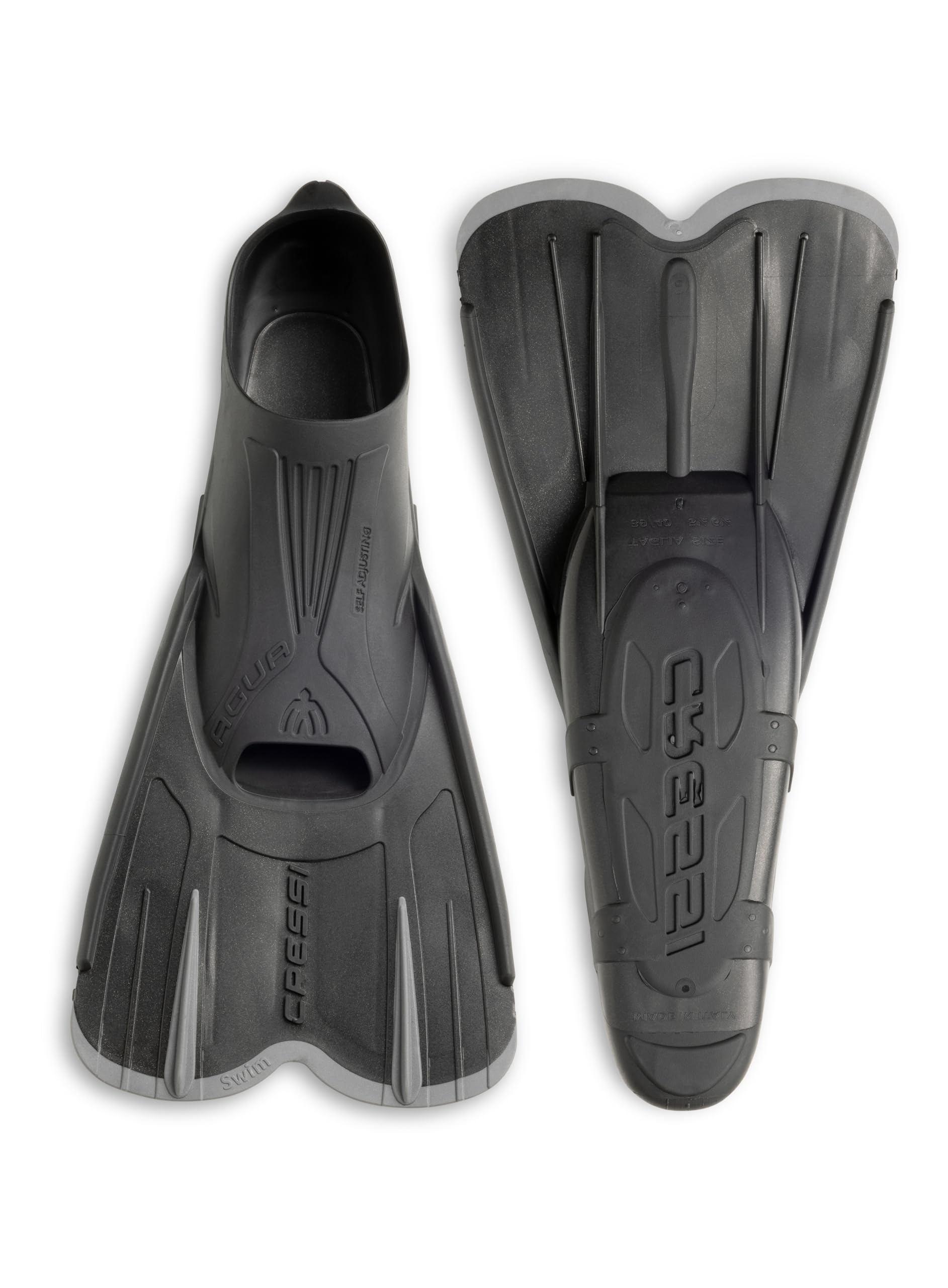 Cressi Pinne da Nuoto Corte Leggere per Adulti, con Comoda Tasca per i Piedi autoregolabile, perfette per Viaggiare, Agua Short: Made in Italy