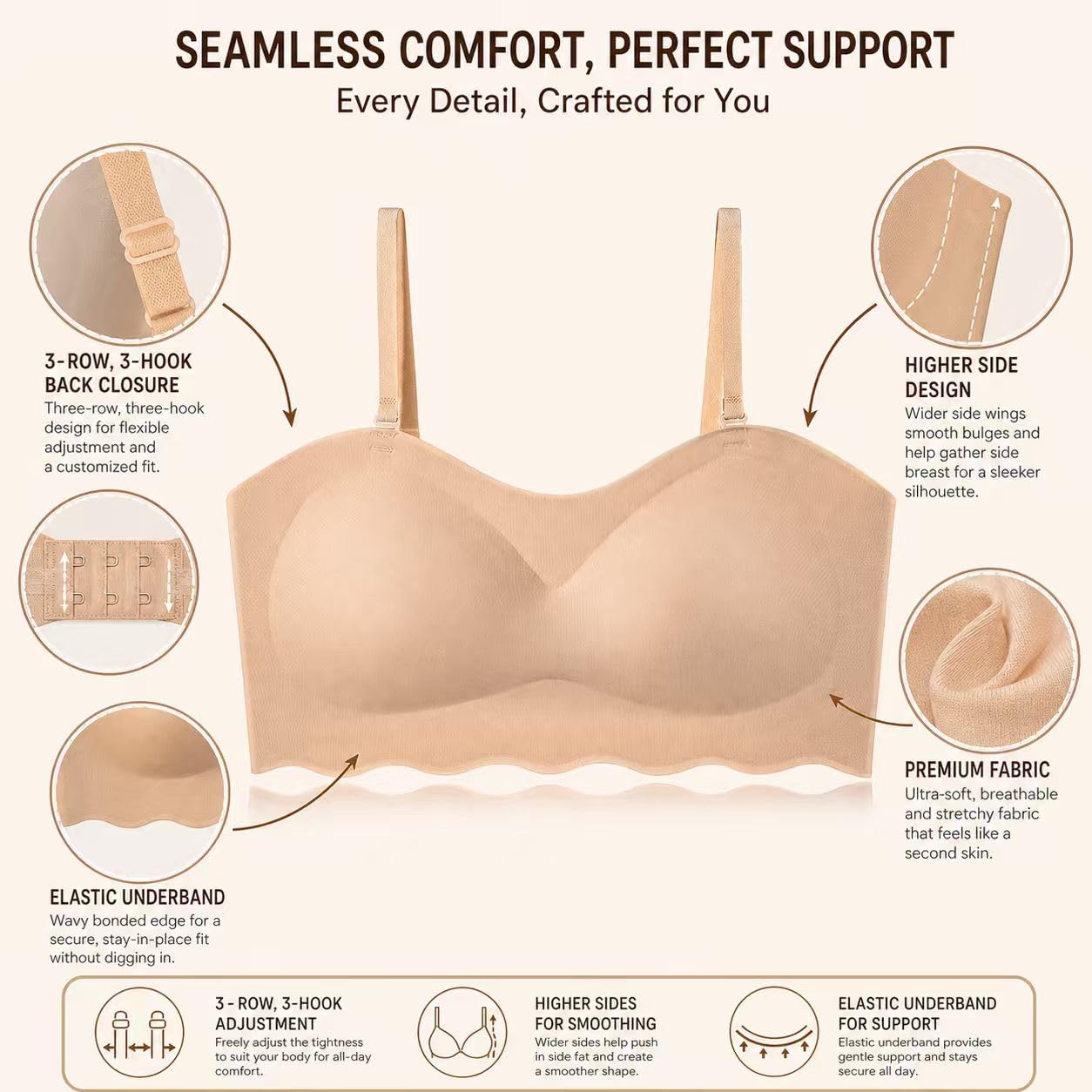 Sujetador sin tirantes invisible bandeau para niñas 10-18 años, paquete de dos