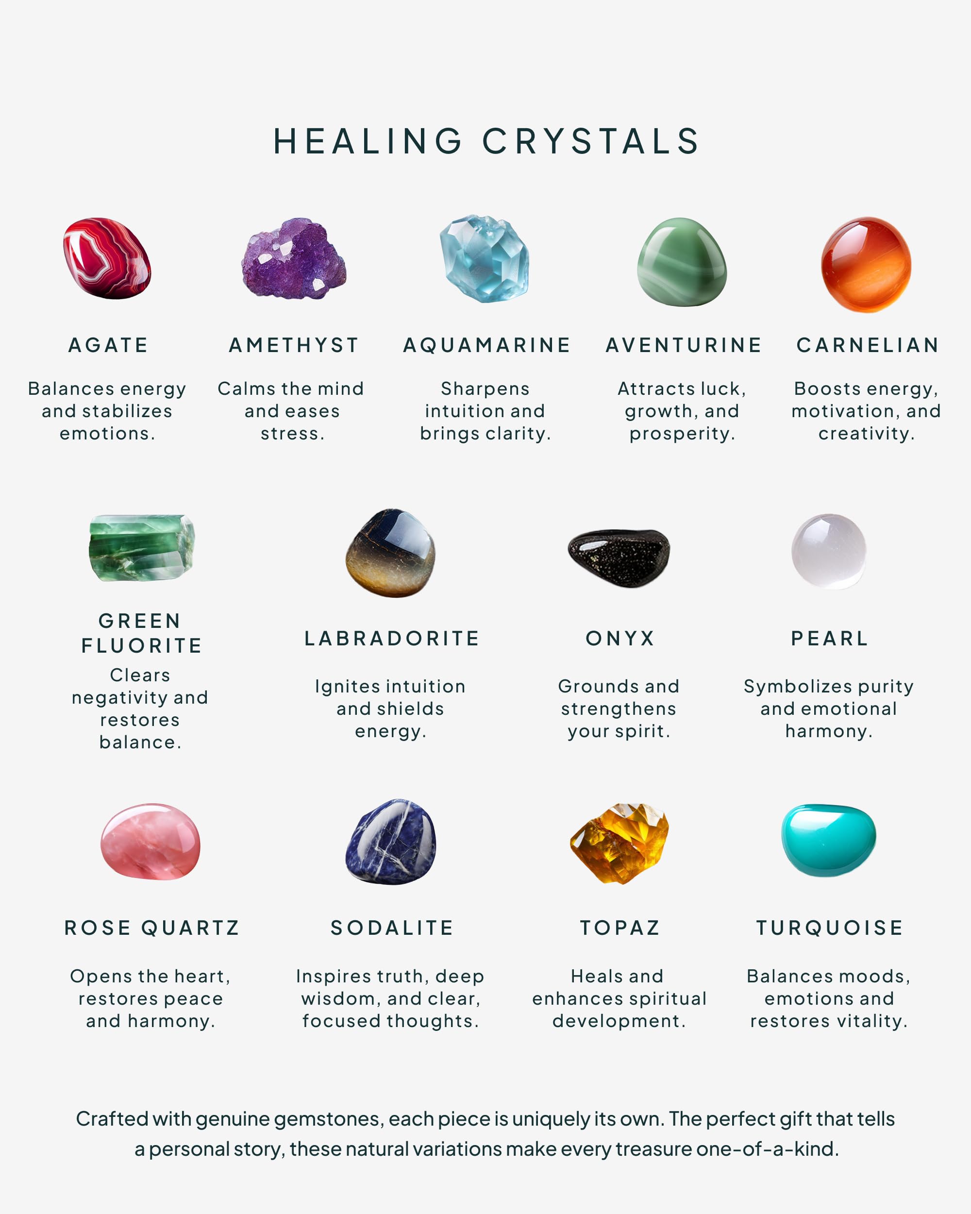 PAVOI Gemstone Gold Charm Necklace for Women - 14K Gold Plated Adjustable Chain Dainty Pendant Gemstone Necklaces with Cute Charms Set - Hypoallergenic Trendy Healing Crystal Pendants