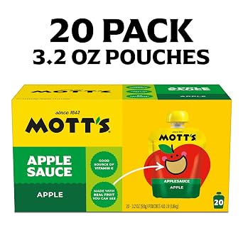 Mott's Applesauce, Made from Real Fruit, No Artificial Flavors, Good Source of Vitamin C, 3.2 oz Clear Pouches, 20 Pack