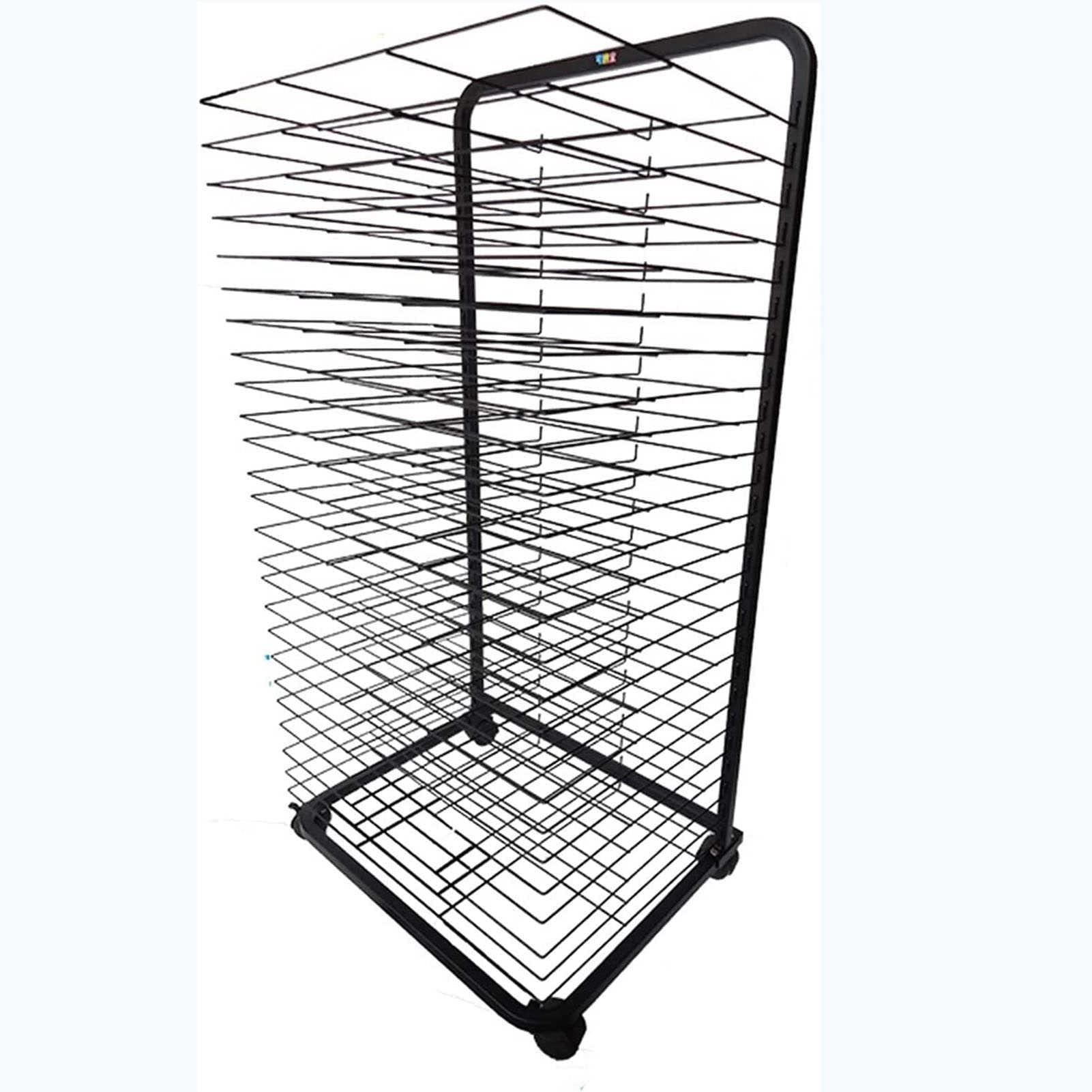 Aioneer Mobile Art Drying Rack, 25 Tier 4K Mesh Drying Rack, Art/Painting Display Space Saving Rack For Classroom Art Studio And Home Use.