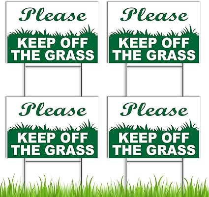 Keep Off Grass Signs - 4 PC Set, 6x9 Coroplast, Double Sided - For Yard & Lawn