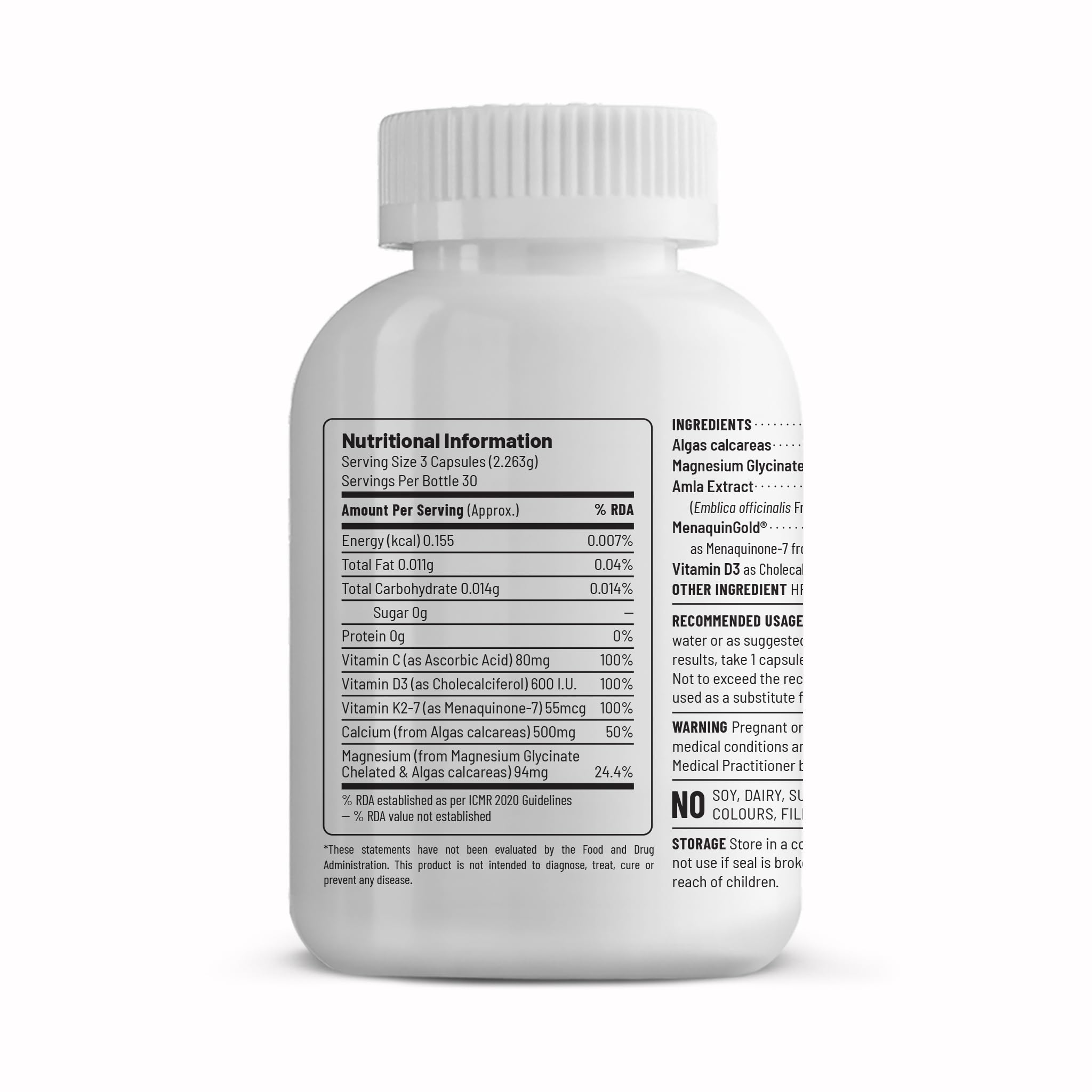 Unived Caldveg | Wholefood Plant-Based Calcium, Magnesium & 73 Trace Minerals, Vit D3 (Lichen), Vit K2-7 (Menaquingold) | Complete Supplement For Bone Health & Healthy Ageing, Capsule, 110 grams 1