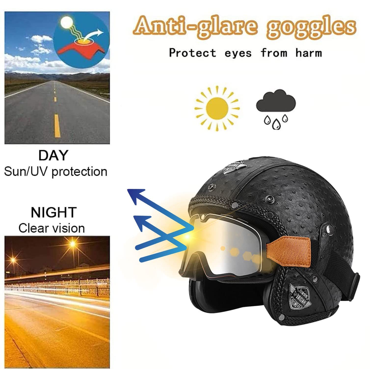 Open Face Motorcycle Bluetooth Helmet 3/4 Half Helmet Motorcycle Crash - View #4