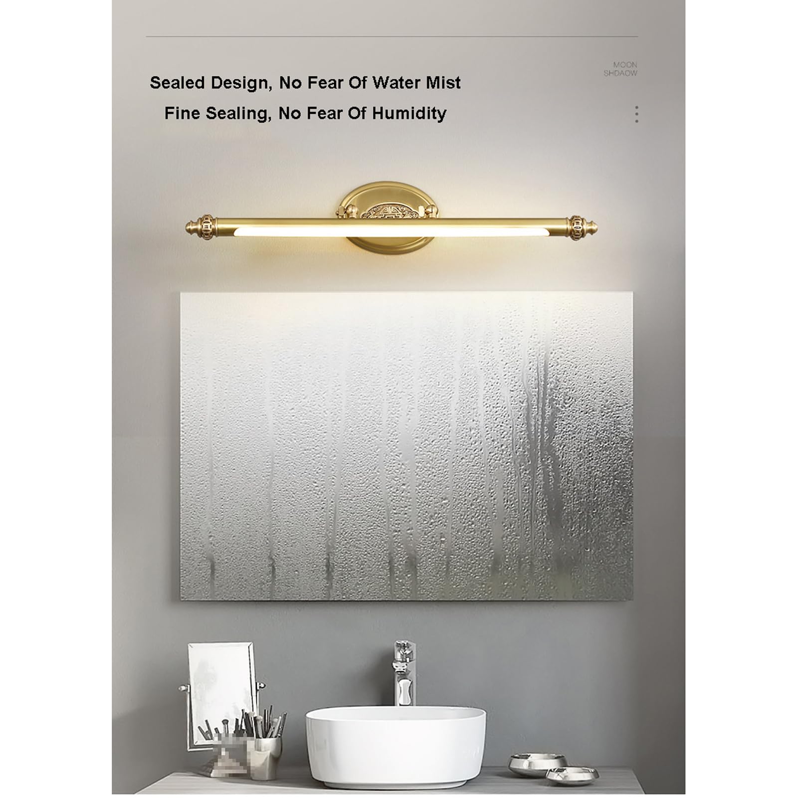 Lampada da toeletta a LED in ottone con paralume per PC Illuminazione da bagno dimmerabile su specchio Lampada da quadro con opere d'arte retrò Lampada da parete regolabile a 180°