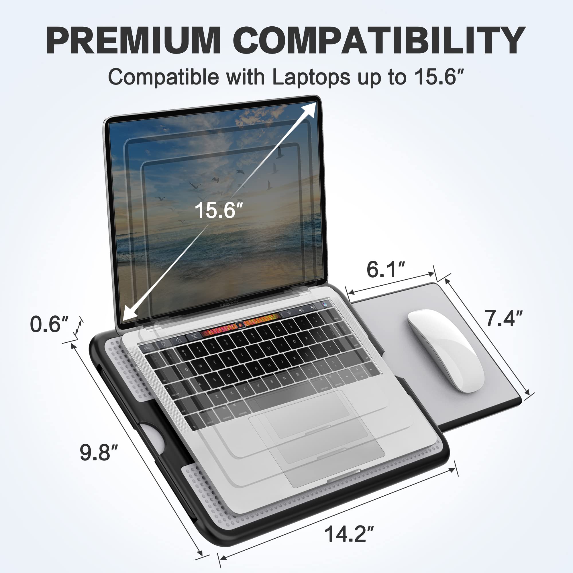 Amazon.com: AboveTEK Escritorio portátil para laptop con bandeja retráctil  para alfombrilla de ratón izquierda/derecha, antideslizante, protector  térmico para tableta, soporte para computadora con superficie de trabajo  estable y resistente para cama, sofá,