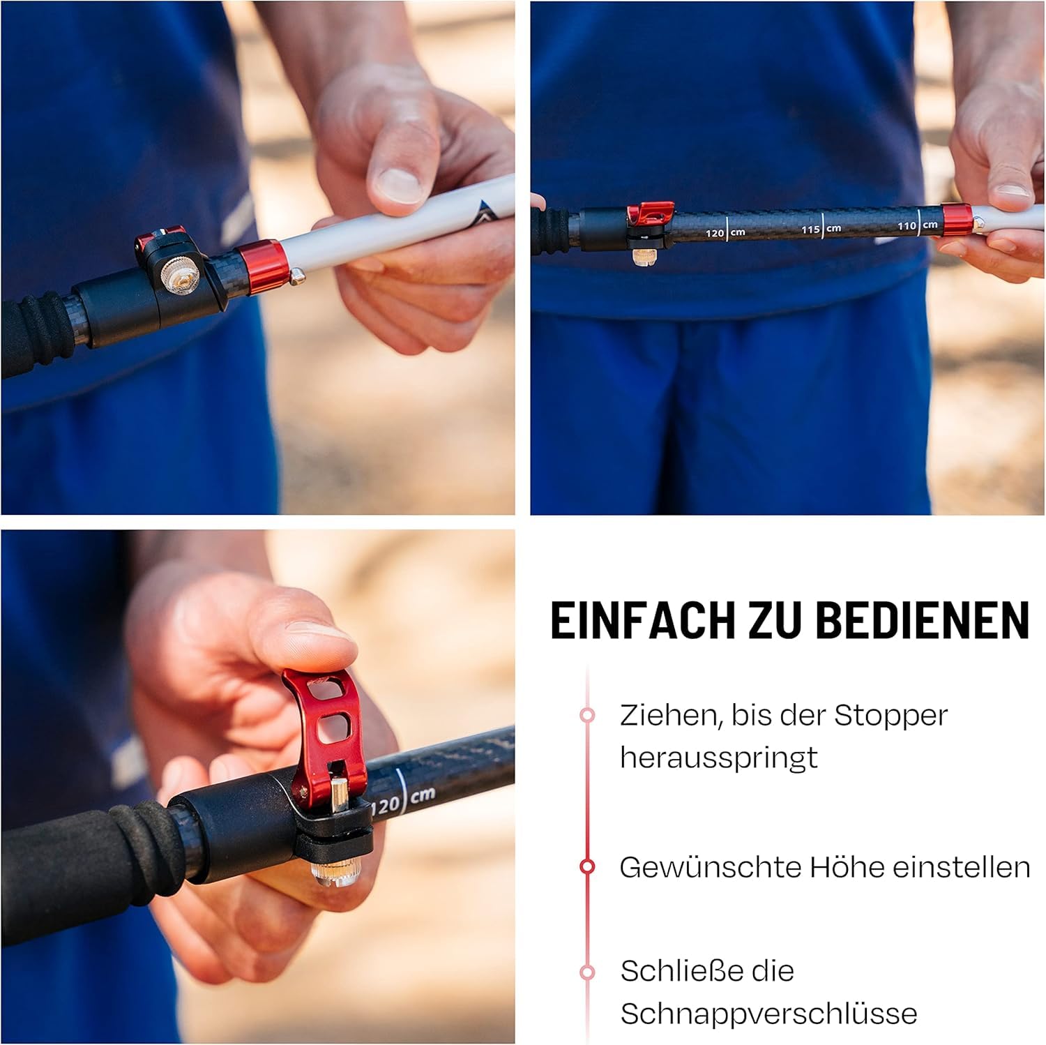 ATACAMA Wanderstöcke verstellbar aus Carbon oder Aluminium mit Korkgriff | Ergonomische Nordic Walking Stöcke für Damen & Herren | Leichte Trekkingstöcke Teleskop für Bergsport und jedes Gelände