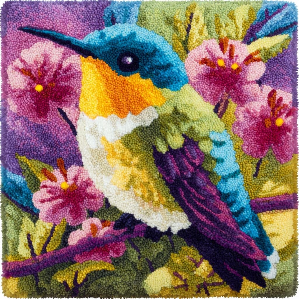 WallustrioaW Latch Hook Pillowcase Embroidery Kit,Birds and Flowers
