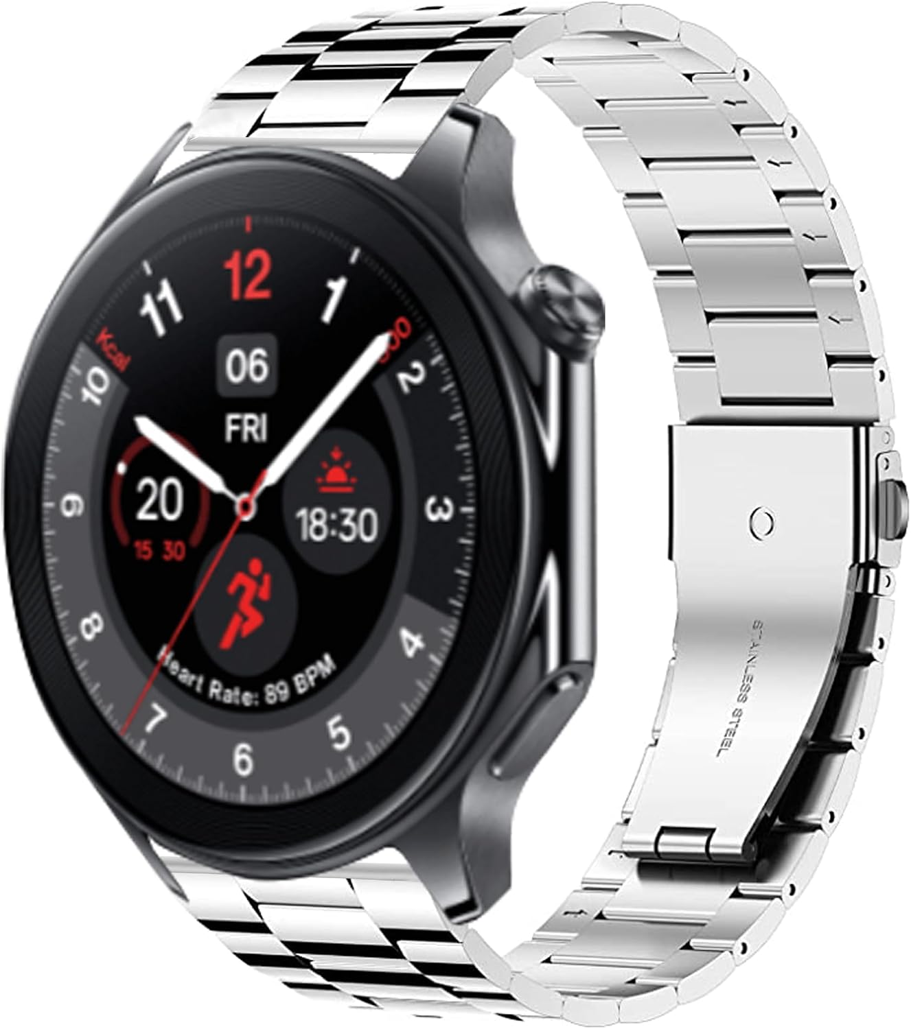 Lamshaw Compatible for OnePlus Watch 3 Band, Quick Release Stainless Steel Metal Replacement Straps Compatible for OnePlus Watch 3, 2, 2R, 1 Smartwatch