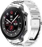 Blueshaweu Compatible for OnePlus Watch 2 Band, Quick Release Stainless Steel Metal Replacement Straps Compatible for OnePlus Watch 2, 1 Smartwatch (Silver) - 1