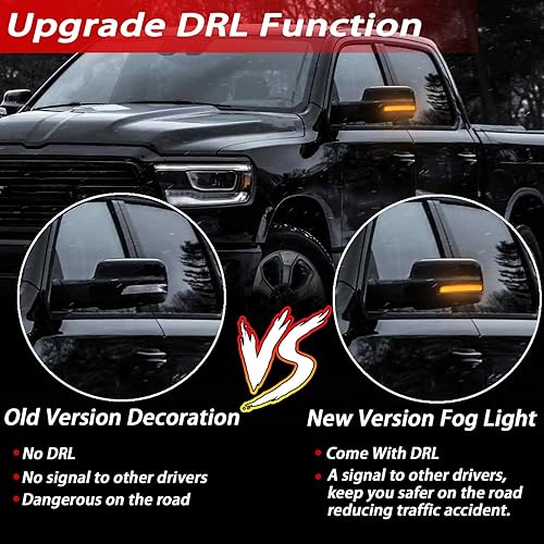 Miniatura 3 de 2 lámparas LED de señal de giro dinámicas secuenciales ámbar con marcador de espejo lateral trasero compatibles con Dodge Ram 1500 2019-2023,