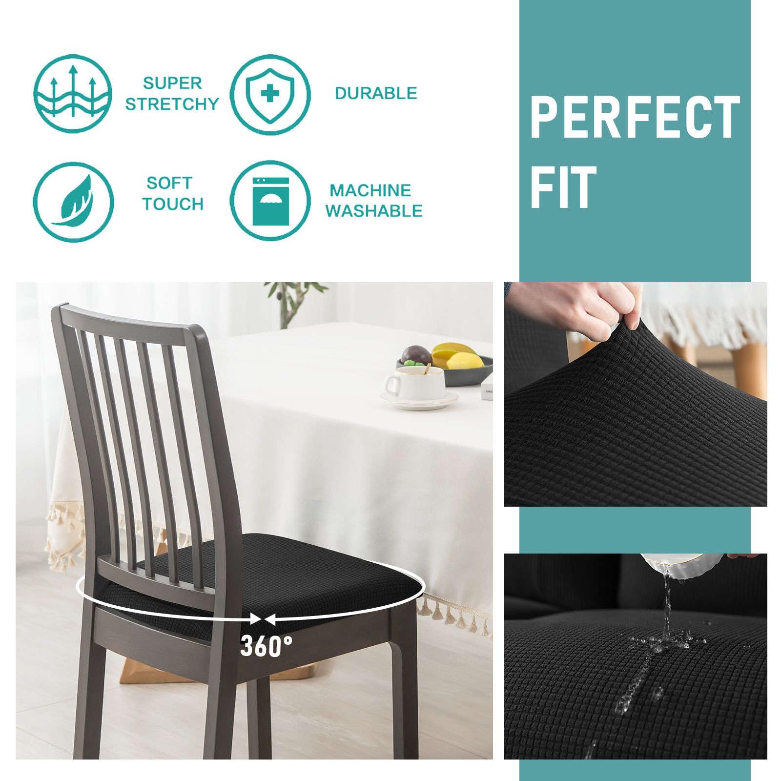 Coprisedie elasticizzati for sedie da pranzo, impermeabili, in