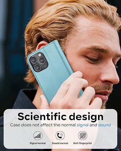 Miniatura 8 de OCASE Funda tipo cartera compatible con iPhone 14 Pro Max, de piel sintética, con tarjetero, soporte de bloqueo RFID carcasa interior de TPU a