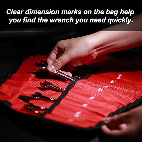 Miniatura 5 de Egofine Juego de llaves de trinquete de 8 piezas, juego de llaves SAE de acero Cr-V de 14 a 1116 pulgadas, llave de trinquete de 72 dientes, extremo