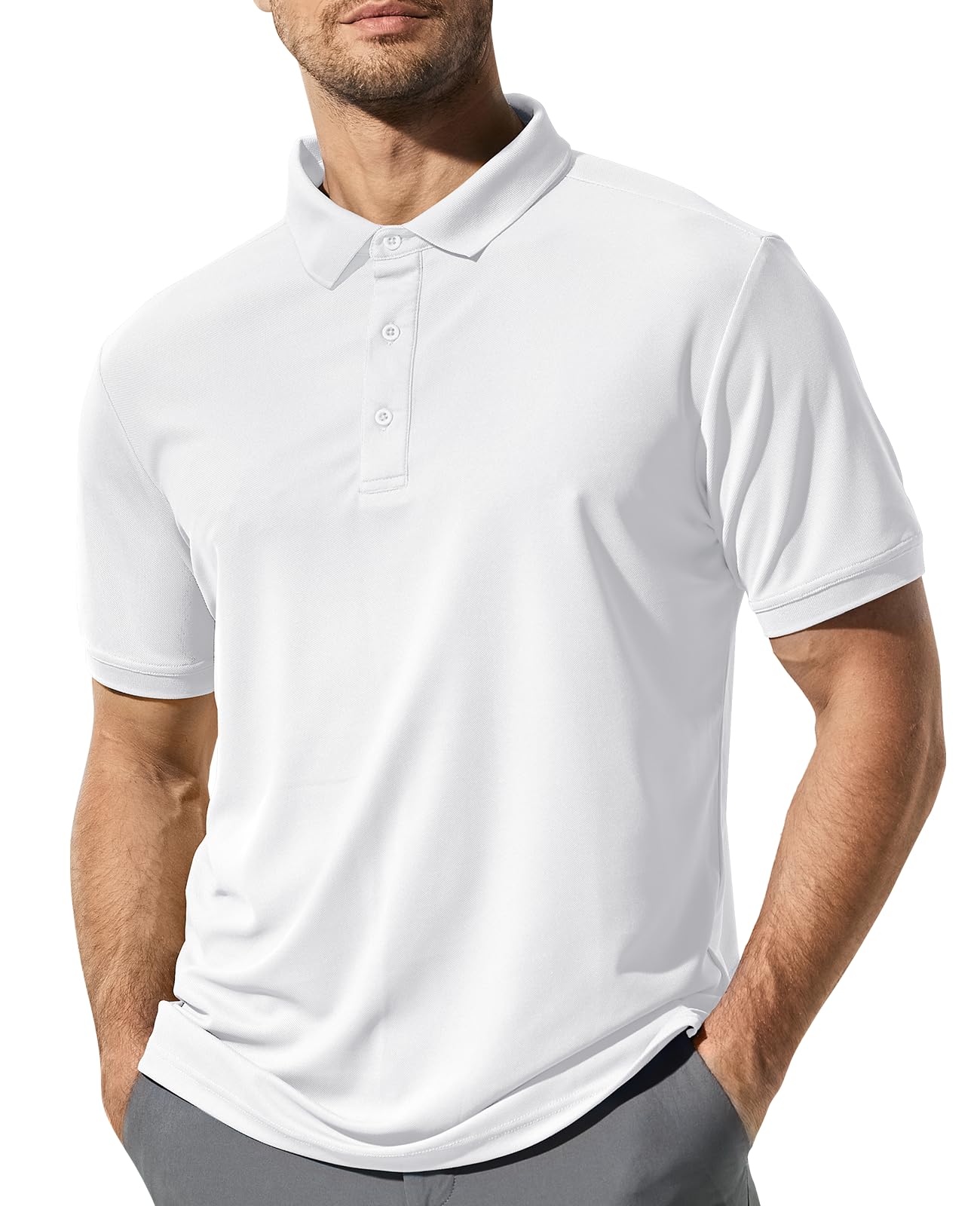 MIER Polo Shirts for Men Short Sleeve Quick Dry Polyester Collared Shirts Casual Golf Shirts, Moisture-Wicking