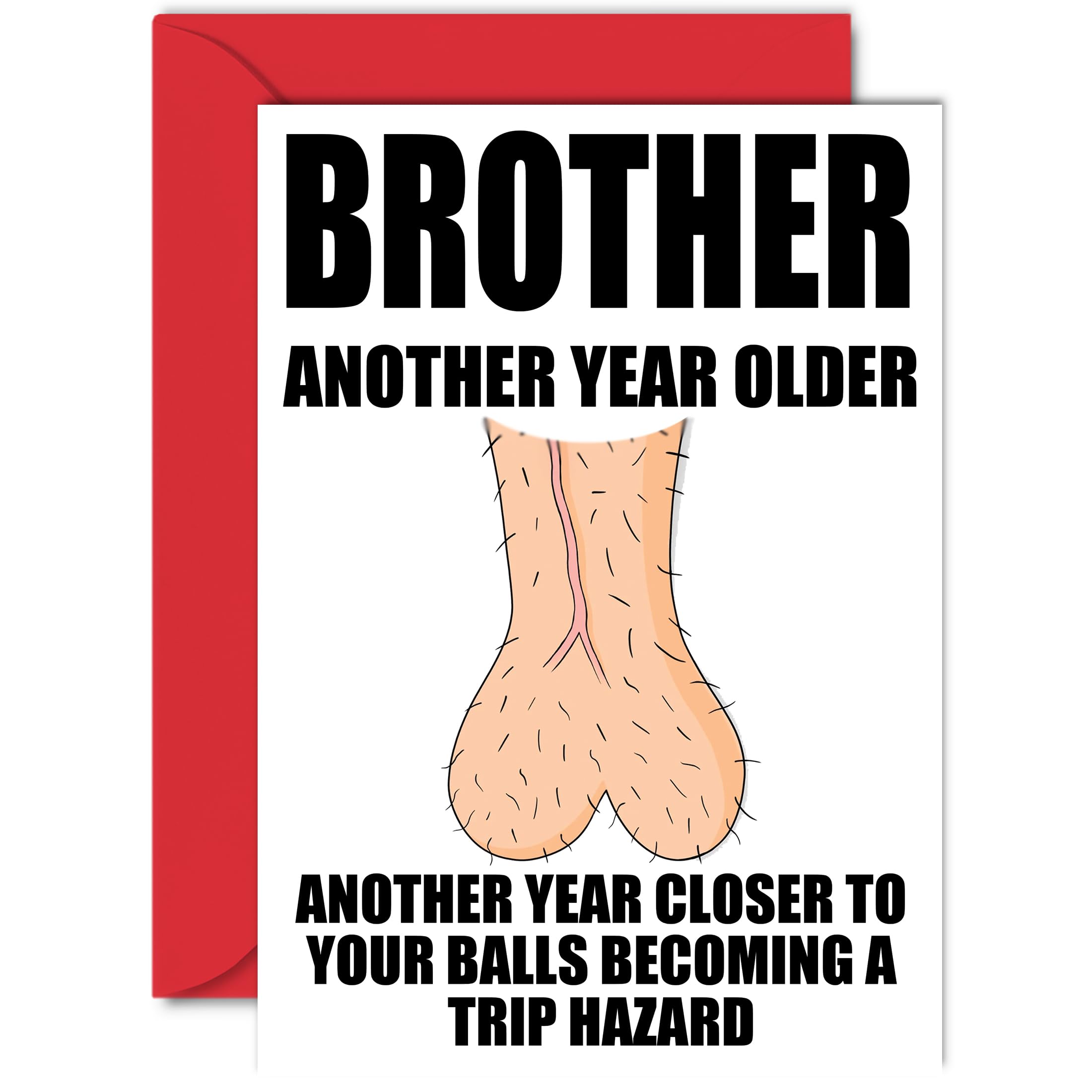 Rude Birthday Cards for Brother - Trip Hazard - Funny Happy Birthday Card for Brother from Sister, Joke Humour Banter Bday 18th 21st 25th 30th 40th A5 Sibling Greeting Cards