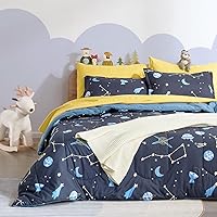 Vista 7 de SLEEP ZONE Juego de edredón de 5 piezas para niños, tamaño individual, súper lindo y suave, ropa de cama para niños en una bolsa, juego de 5 piezas