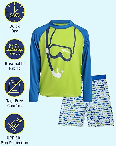 Miniatura 2 de iXtreme Conjunto de camiseta de protección para niños, 4 piezas, UPF 50+, traje de baño y camiseta de natación de manga larga (12M-14)