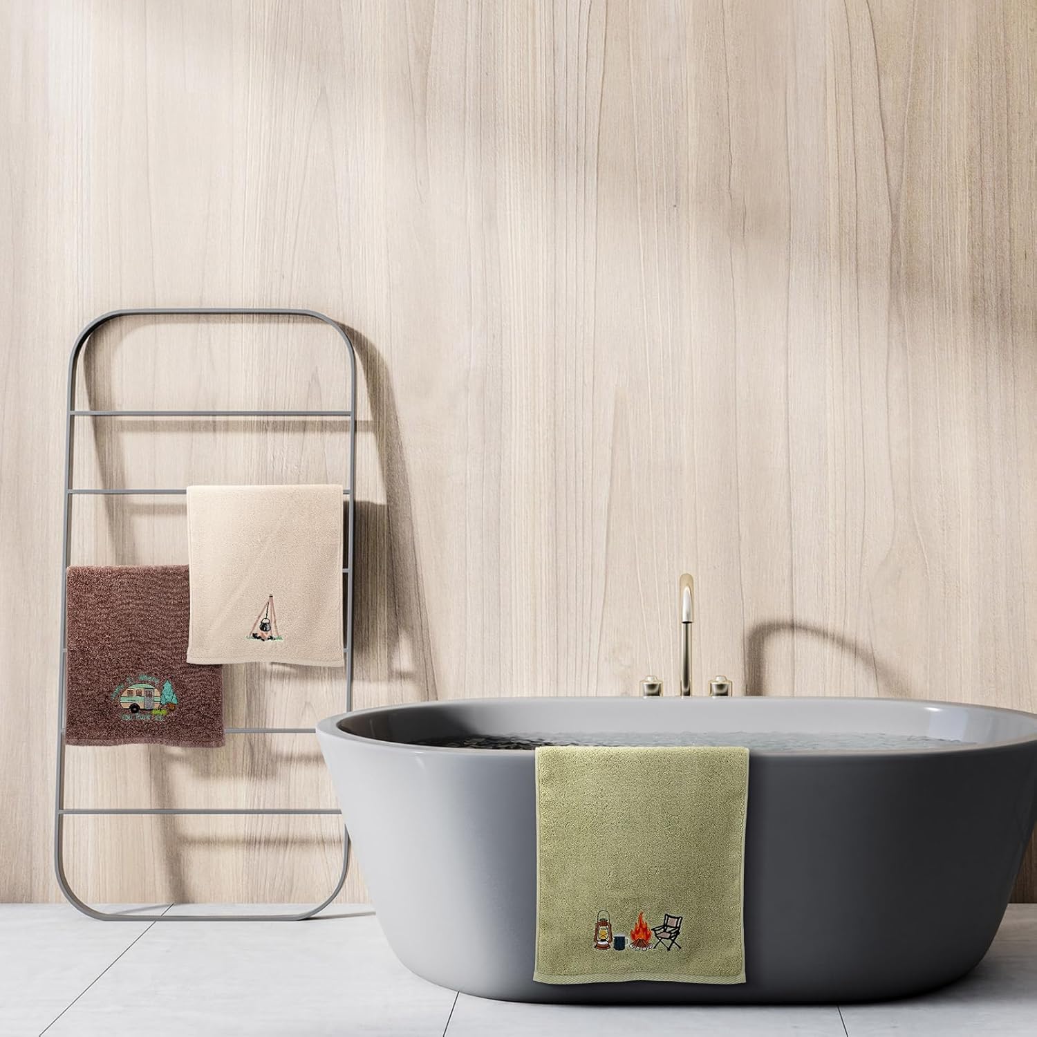 3 Pcs Camping Hand Towels 14 x 29 Inch Decorative Cotton Embroidered Bonfire Rv Tent Kitchen Towel Farmhouse Campfire Wash Cloths for Campers Gift Cooking Drying - Image 3