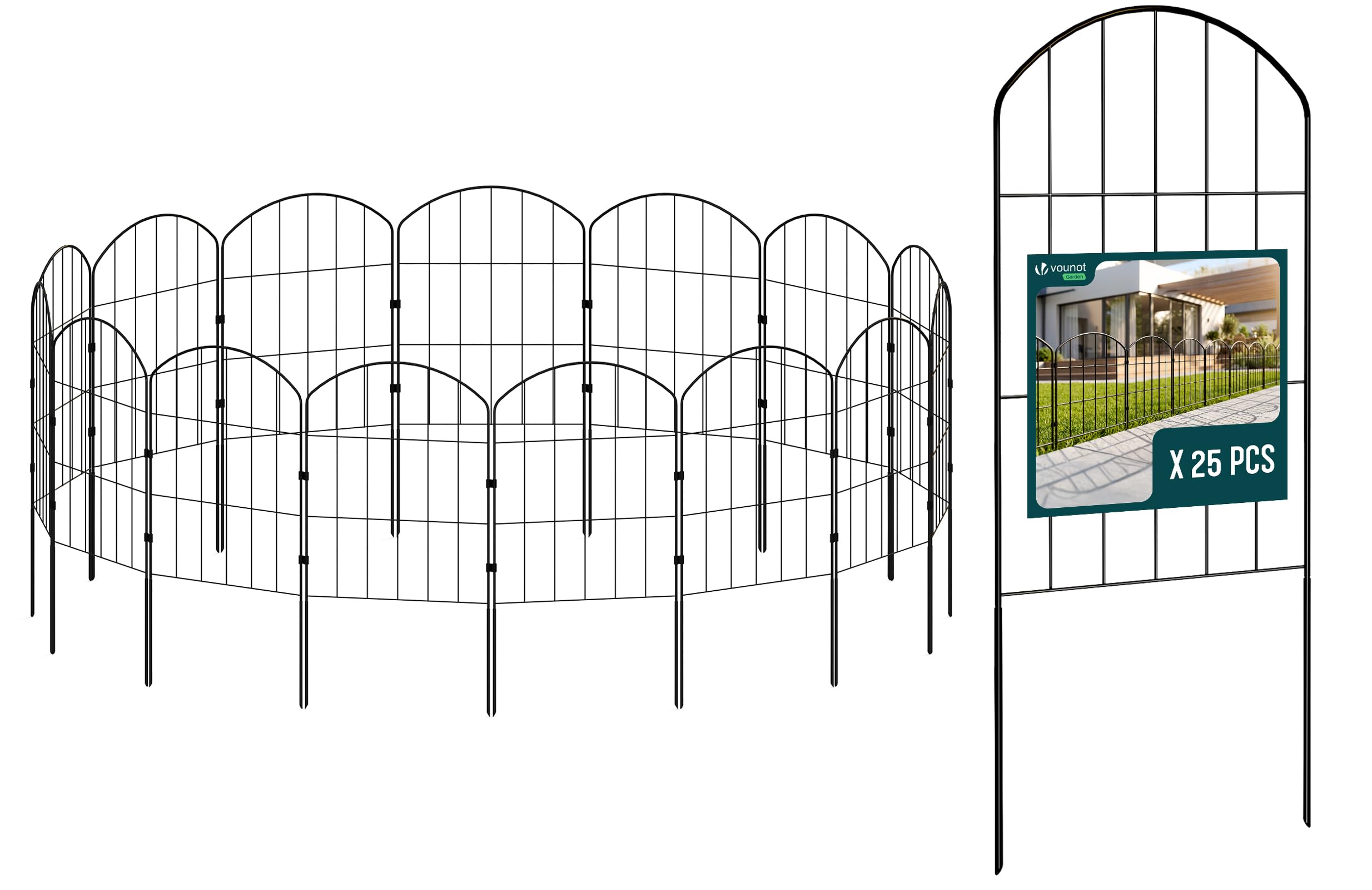 Set da 25 Recinzioni da giardino Nero
