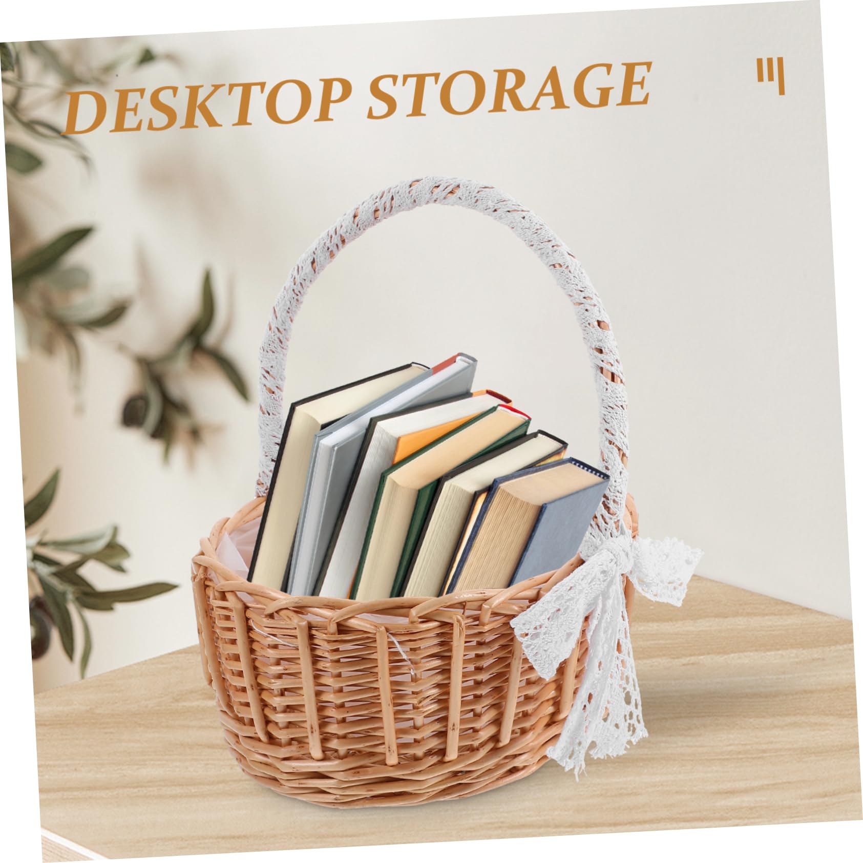 Yardwe 2pezzi Cesta Portatile Per Fiori Rattan Intrecciato Con Manici Pizzo Organizzazione Elegante Per Casa e Ufficio Per Bagno Armadio e Craft Area