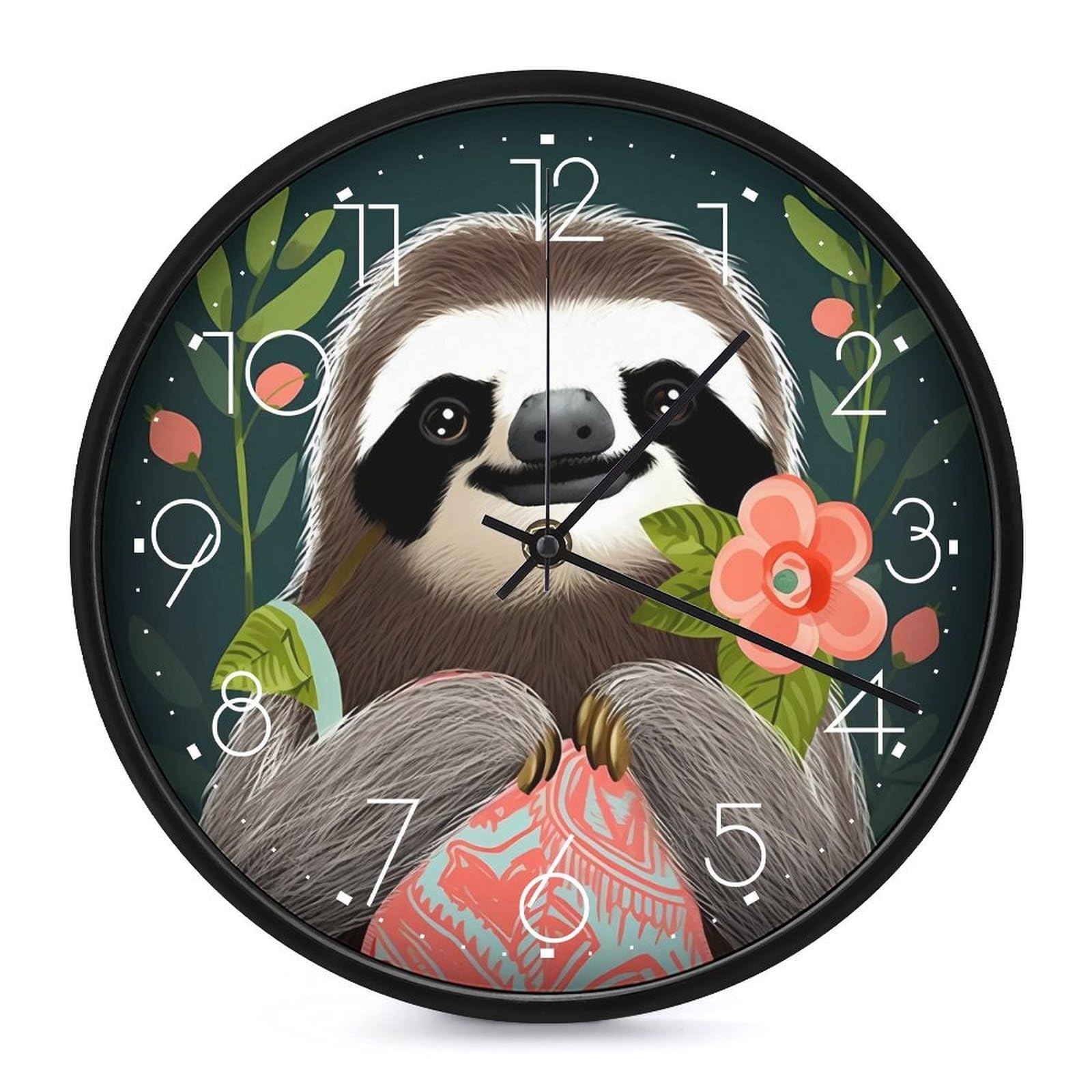 Horloge murale muette de 25 cm avec animaux pour des nuits calmes sans tic-tac