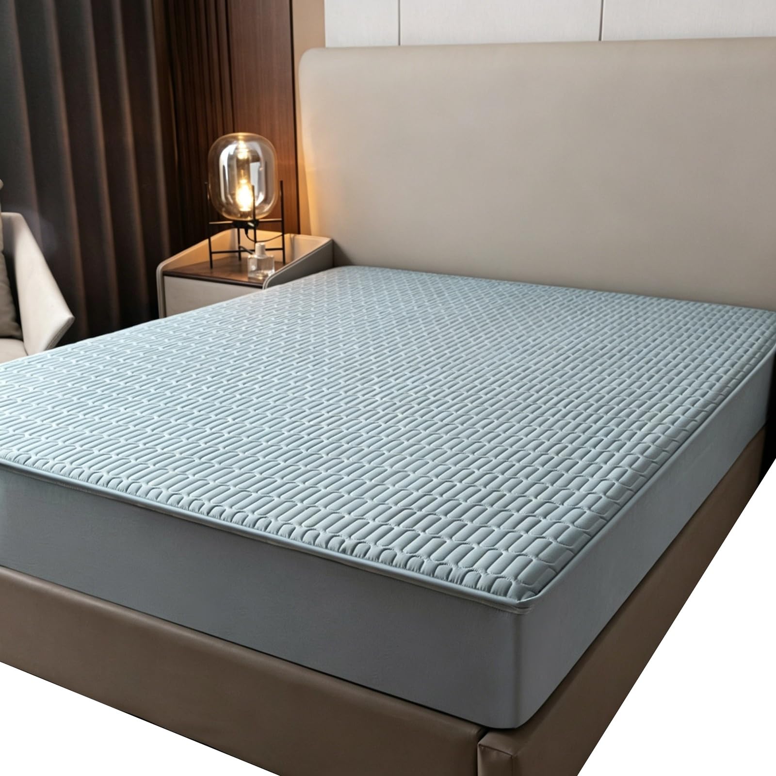 Zippered Mattress Encasement 6 Sides Full Coverage, 4-Zipper Removable Washable Fitted Sheet, Breathable Dustproof Quilted Mattress Protector for Single Double King(Blue,160x200x20cm)