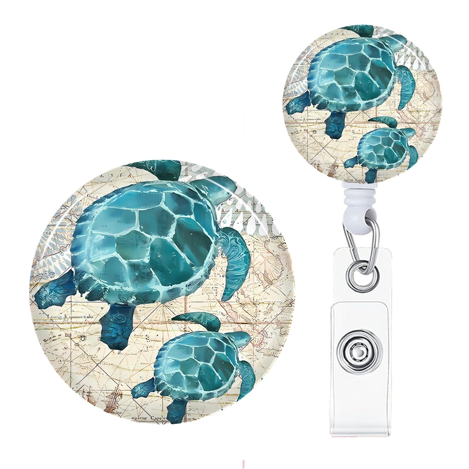 Sea Turtle Badge Reels Holder Retractable with ID Clip for Nurse Name Tag Card Nursing for Doctor Teacher Student Employee Office Medical Work 2