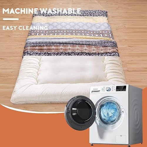 Miniatura 3 de Funda de futón para colchón de futón japonés con cremallera, súper suave y lavable a máquina, tamaño individual, matrimonial, Queen