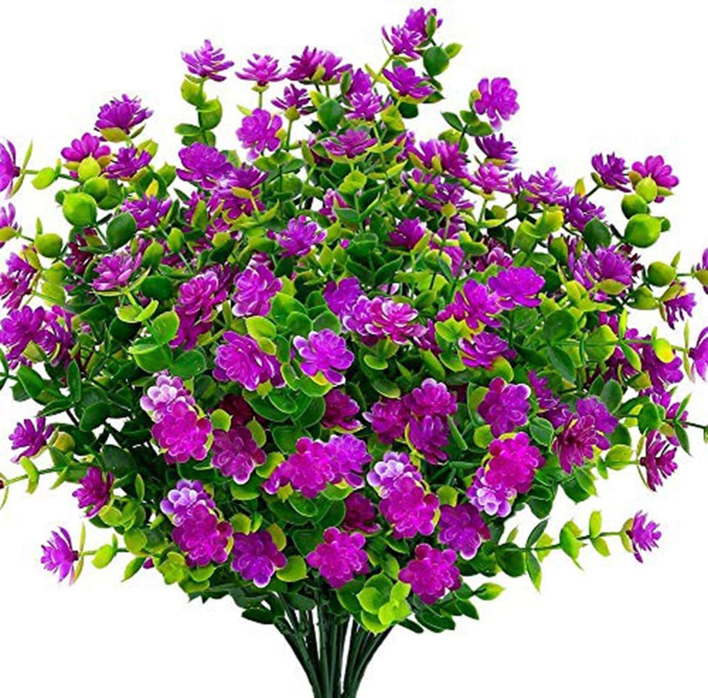 Ancokig Fiori Finti Artificiali UV Resistant - Confezione 4 Pezzi, Per Interni Ed Esterni, Colore Rosy - 2