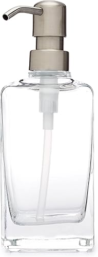 Miniatura 2 de Rail19 Casa - Dispensador de jabón cuadrado de vidrio con bomba de metal, 12 onzas (latón antiguo)