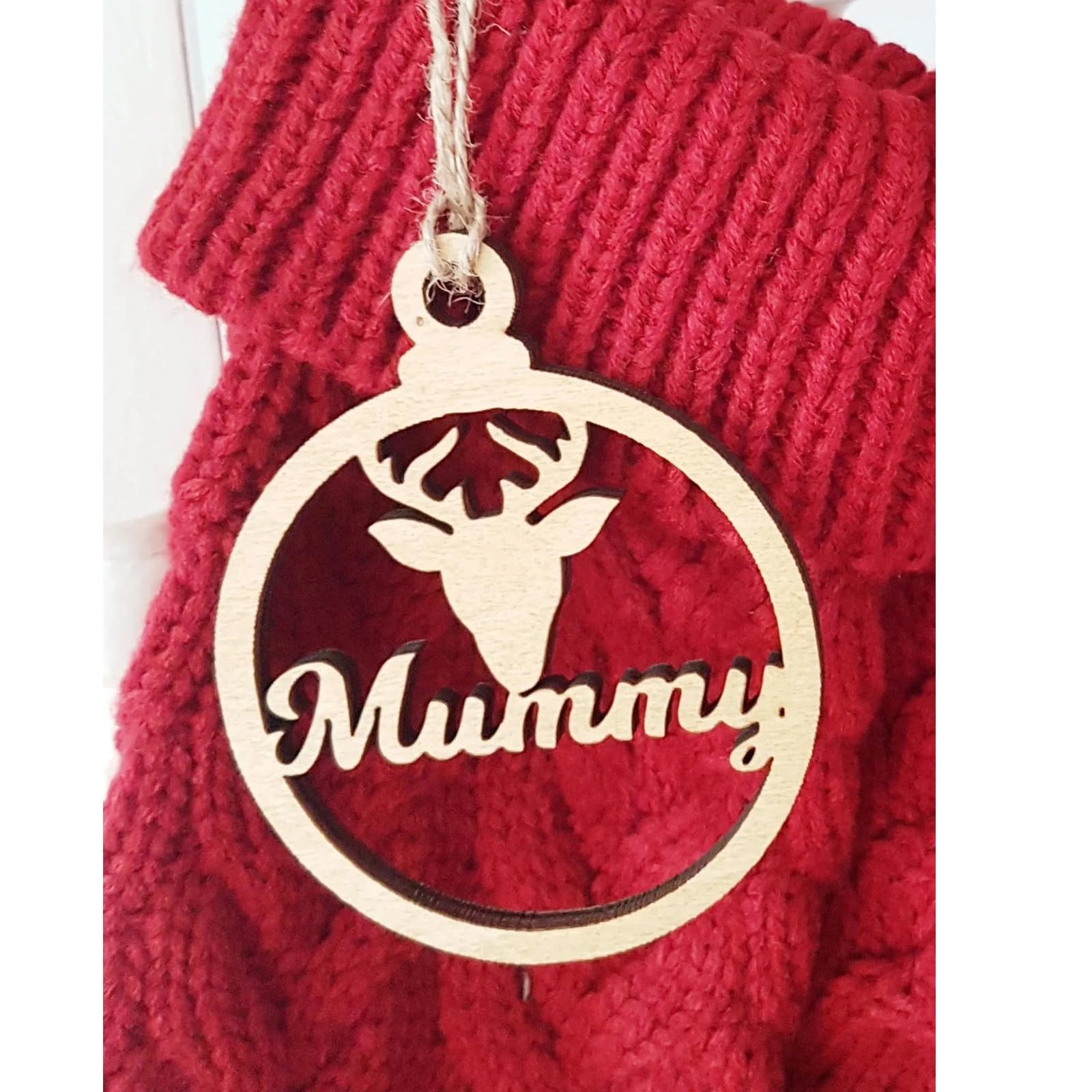 Décorations de renne personnalisées en bois - Arbre de Noël et ornements familiaux sur mesure
