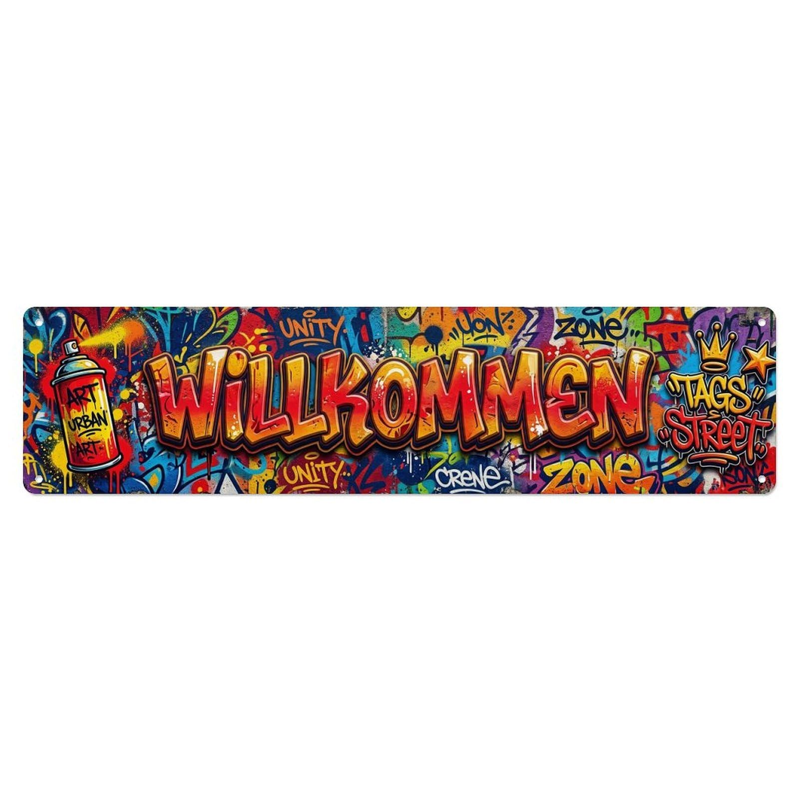 Graffiti Street Urban Art Welcome Metal Tin Sign