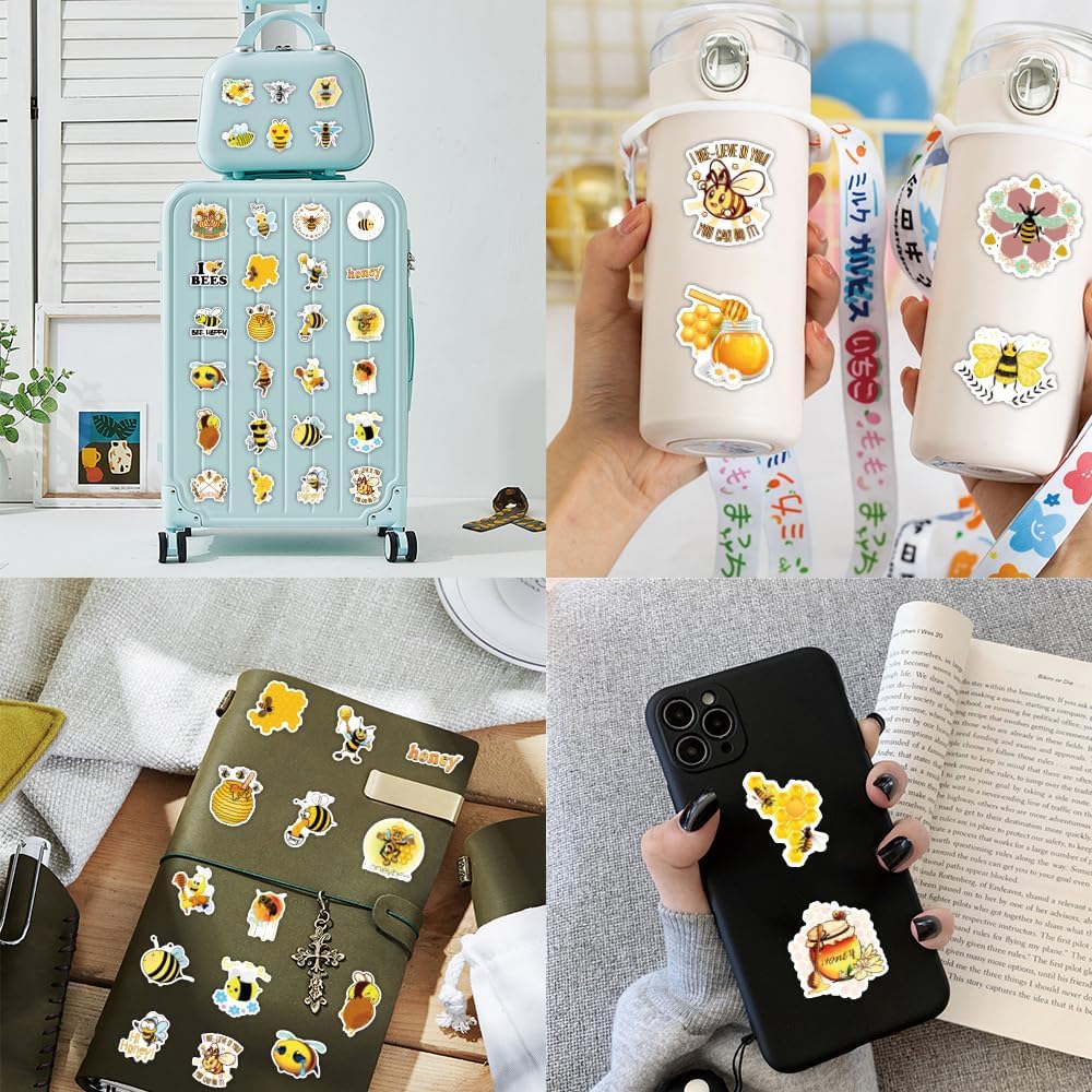 Bee Stickers, 100PCS Funny Bees Animal Stickers, Inspirational Be Yourself Aesthetic Motivational Stickers for Water Bottles Laptop
