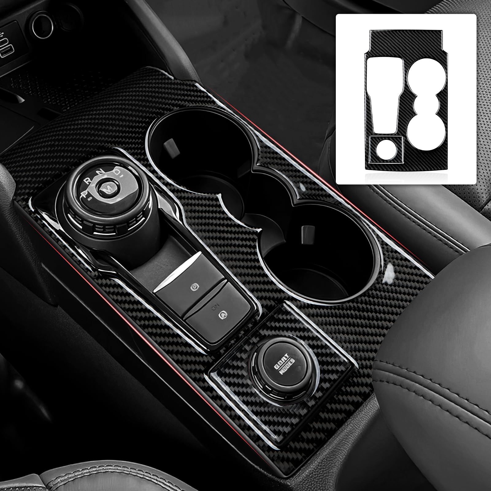 Car Carbon Fiber Gear Shift Control Panel Decal Interior Trim Cover Accessories for Ford Bronco Sport 2021 2022 2023 2024