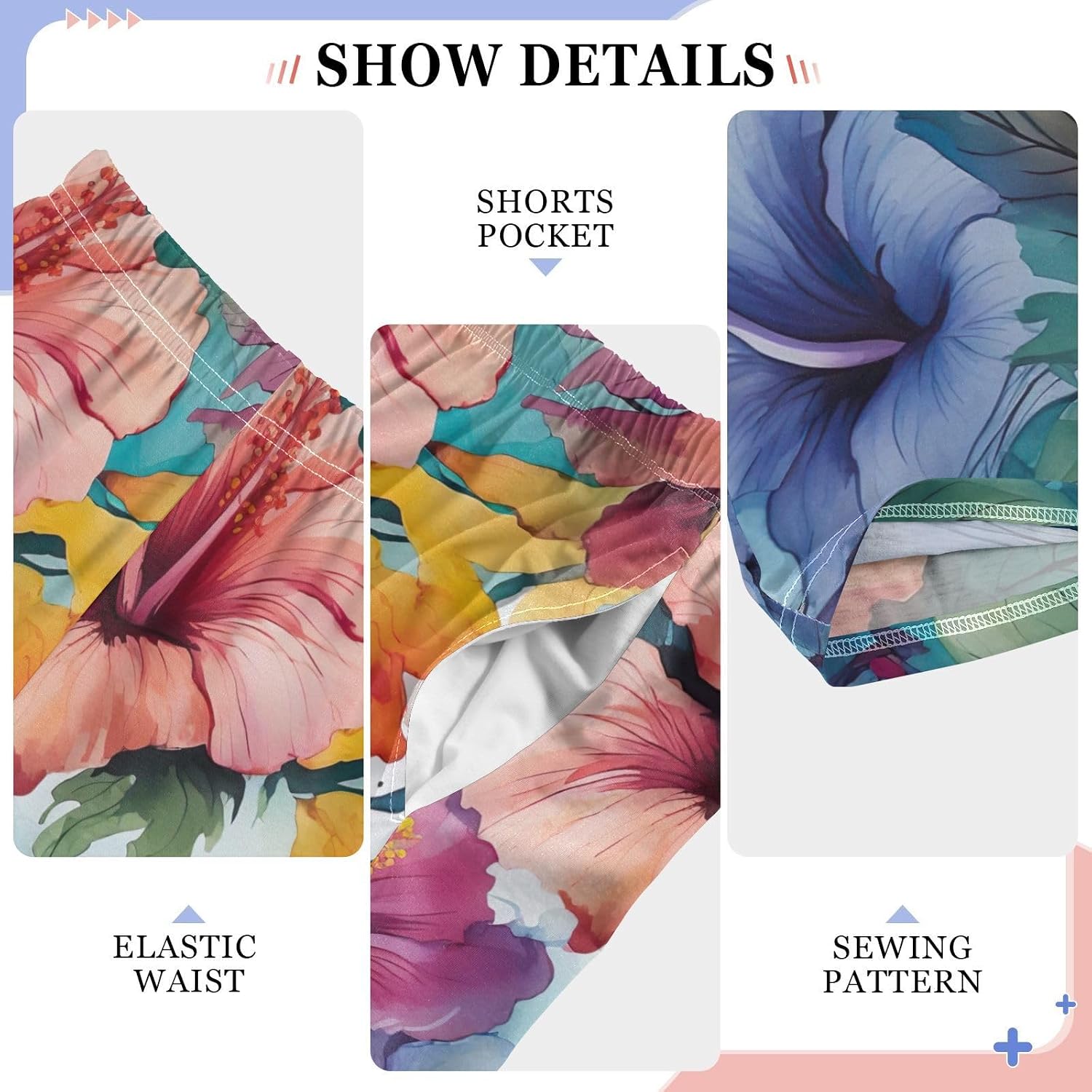 Leaf Hibiscus Florals Tropical Pajama Lounge Pants with Elastic Waist Pockets Long Pajama Bottoms for Christmas