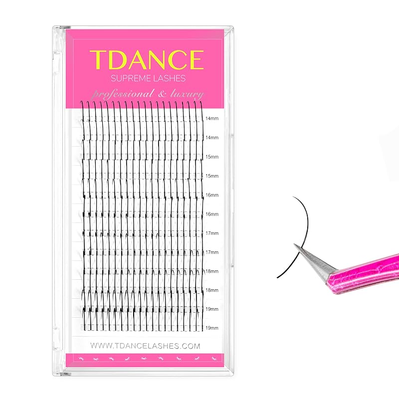 Extensões de Cílios TDANCE com Spikes Pré-montados, Preto Fosco, Curvatura C/D, 0.07, 14–19 mm