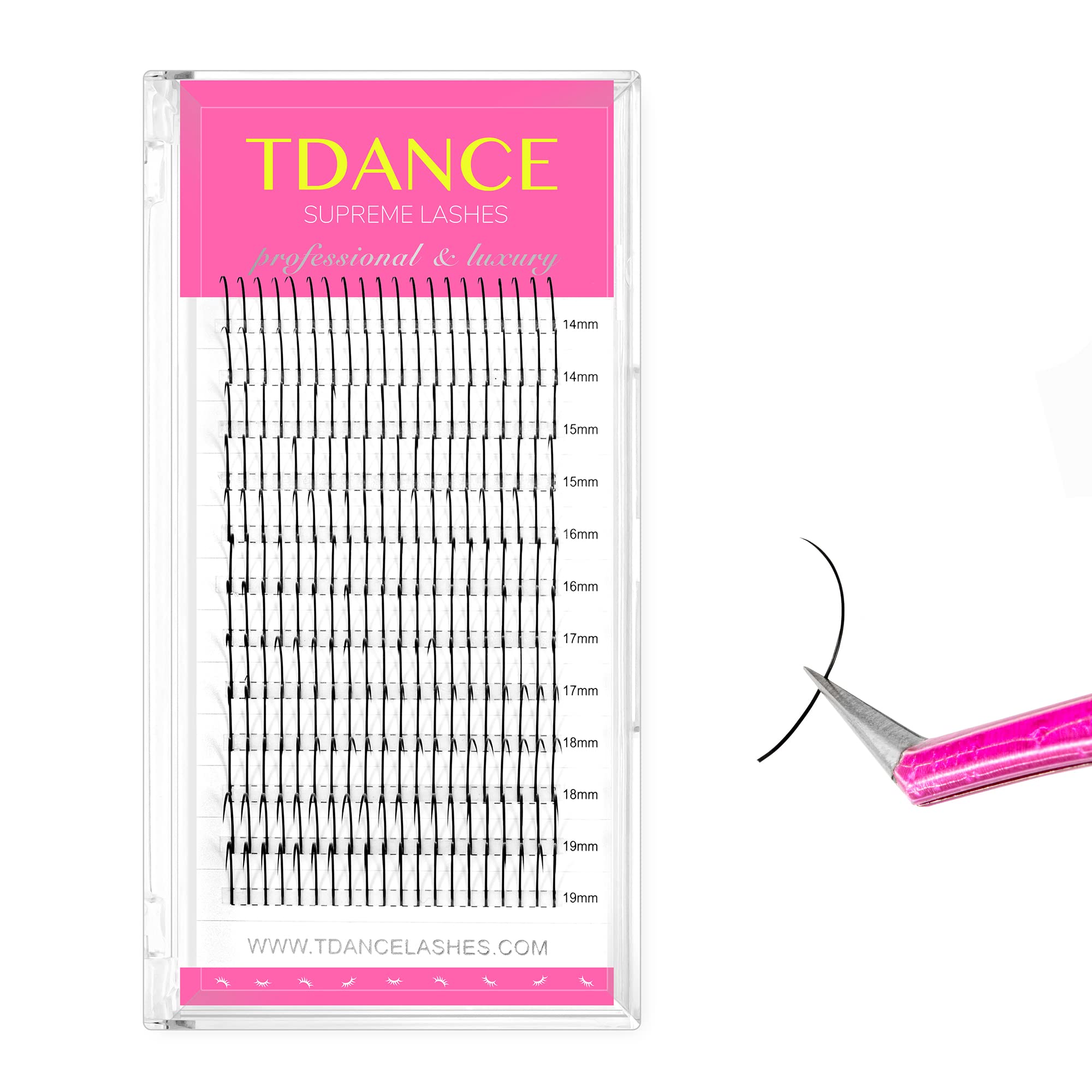 TDANCE Spikes Lash Extensions Matte Black Premade Lash Spikes Eyelash Extensions(Spikes-0.07-D,14-19 mm)