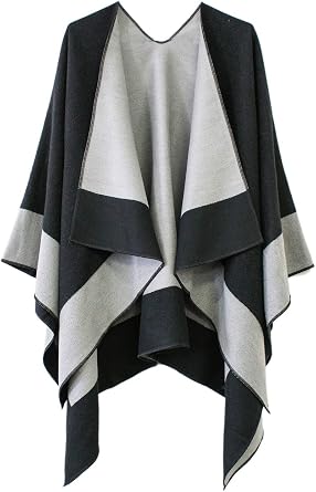 Urban CoCo Womens Shawl Wrap Poncho Ruana Cape Cardigan Open Front Coat for Fall Winter Holiday